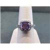 Image 1 : RING - 1.25CT SQUARE CUSION CUT AMETHYST & DIAMOND IN STERLING SILVER SETTING - INCLUDES CERTIFICATE