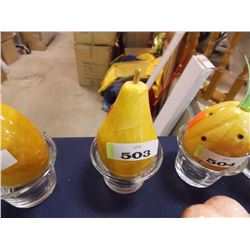 POLISHED CARVED ALABASTER STONE FRUIT / VEGIES - PEAR