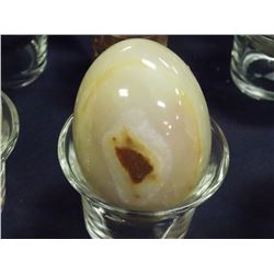 POLISHED STONE CARVED EGG - MULTI COLOR SWIRLS