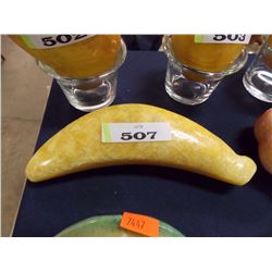 POLISHED CARVED ALABASTER STONE FRUIT / VEGIES - BANANA