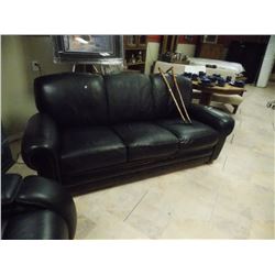 BLACK LEATHER UPHOLSTERED COUCH