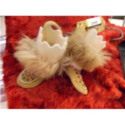 HAND CRAFTED BEADED MUCKLUKS FOR DOLL OR BABY
