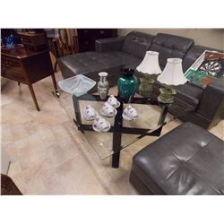 LARGE GLASS TOP COFFEE TABLE