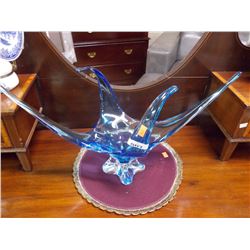 BLUE BLOWN GLASS RETRO CANDY DISH