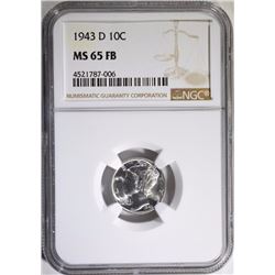 1943-D MERCURY DIME, NGC MS-65 FULL BANDS