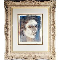 Vintage signed etching with gallery framed