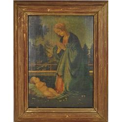 Antique framed litograph on canvas art work