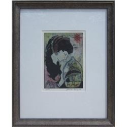 Vintage limited edition lithograph with gallery framed