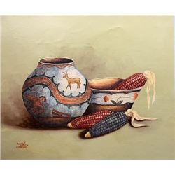 Gorgeous Native American still life oil painting
