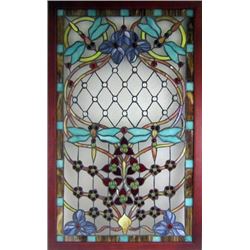 Highly detailed stained glass tiffany style framed window