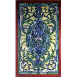 Highly detailed stained glass tiffany style framed window