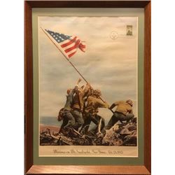 Marines on MT. Suribachi, print and first issue stamp