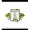 Image 1 : 11.00 Carat Emerald-Cut Green Amethyst and 1.40 ct. t.w. Peridot Ring in Sterling Silver