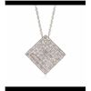 Image 1 : .15 ct. t.w. Diamond Square Pendant Necklace in Sterling Silver. 18"