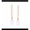 Image 1 : Rose Quartz Briolette Drop Earrings in 14kt Yellow Gold