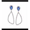 Image 1 : .50 ct. t.w. Sapphire and .30 ct. t.w. Diamond Open Drop Earrings in 14kt White Gold