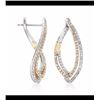 Image 1 : .52 ct. t.w. Diamond Twisted Marquise Hoop Earrings in 14kt Two-Tone Gold. 7/8"