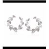 Image 1 : .10 ct. t.w. Diamond Laurel Wreath Hoop Earrings in Sterling Silver. 3/4"