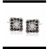 Image 1 : .50 ct. t.w. Black and White Diamond Square Stud Earrings in 18kt White Gold