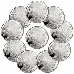 (10) 1 oz Buffalo Design Silver Rounds