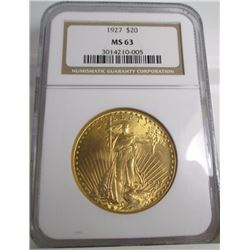 1927 MS 63 $ 20 Gold Saint Gauden's NGC