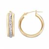 Image 1 : Everlasting Gold 10k Gold Two Tone Textured Hoop Earrings