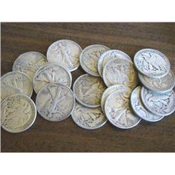 20 pcs. Walking Liberty Half Dollars