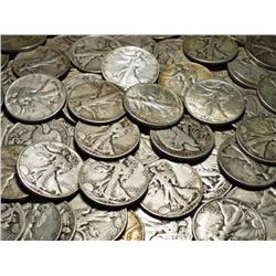 Lot of (50) Walking Liberty Half Dollars