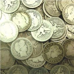 Lot of 100 Barber Quarters 90% Silver