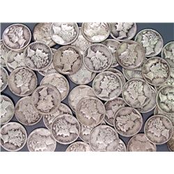 Lot of 50 Mercury Dimes