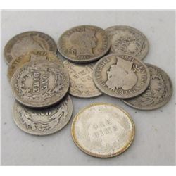 Lot of 10 Barber Dimes