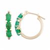 Image 1 : 10k Gold Emerald Tube Hoop Earrings