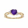 Image 1 : 10k Gold Amethyst & Diamond Accent Swirl Heart Ring