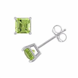 14k White Gold Peridot Stud Earrings