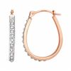 Image 1 : 14k Gold Diamond Accent Pear Hoop Earrings