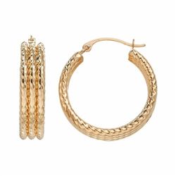 14K Textured Hoop Earrings
