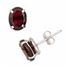 Image 1 : Garnet 10k White Gold Oval Stud Earrings