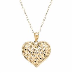 10k Gold Openwork Heart Pendant Necklace