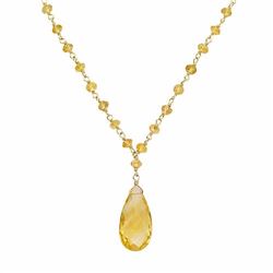 Citrine 14k Gold Y Necklace