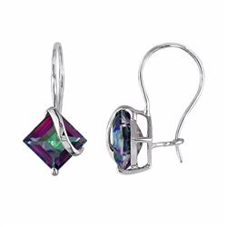 Green Topaz 10k White Gold Drop Earrings