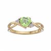 Image 1 : 10k Gold Peridot & Diamond Accent Swirl Heart Ring