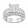 Image 1 : Diamond Square Engagement Ring in 10k White Gold (1 1/2 Carat T.W.)
