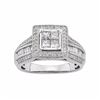 Image 1 : Diamond Square Halo Engagement Ring in 10k White Gold (1 Carat T.W.)