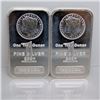 Image 1 : (2) 1 oz. Silver Bars- Morgan Design