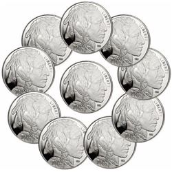 (10) 1 oz Silver Rounds Buffalo Design