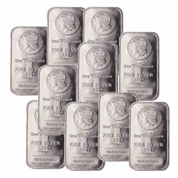 (10) 1 oz. Morgan Design Silver Bars -