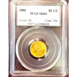 1905 MS 64 $2.5 Gold Liberty PCGS