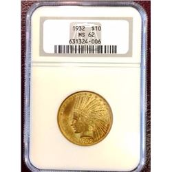 1932 MS 62 $ 10 Gold Indian NGC