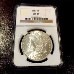 1887 MS 63 Silver Morgan Dollar NGC