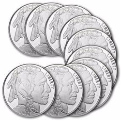 (10) 1 oz Silver Rounds Buffalo Design